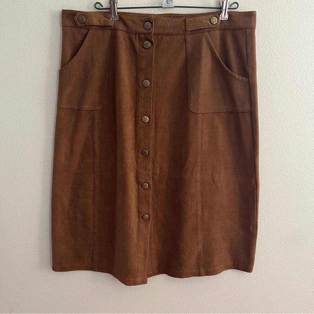 Black Swan Soft “Suede” Skirt, Brown, Knee Length, Size L